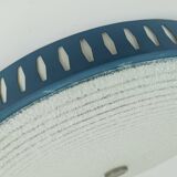 Rare large ceiling light by hillebrand 1960s textured glass blue metal fram