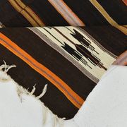 6x10 Dark Brown & Orange Strped Vintage Kilim Rug, 181x305Cm