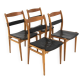 Set de 4 chaises scandinave en cuir "Remus", Yngve Ekström, Swedese, Suède, 1960