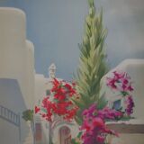 Janick LEDERLE: Small street in Santorini, original signed lithograph