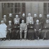 Old group photo of ecclesiastical priests, silver print