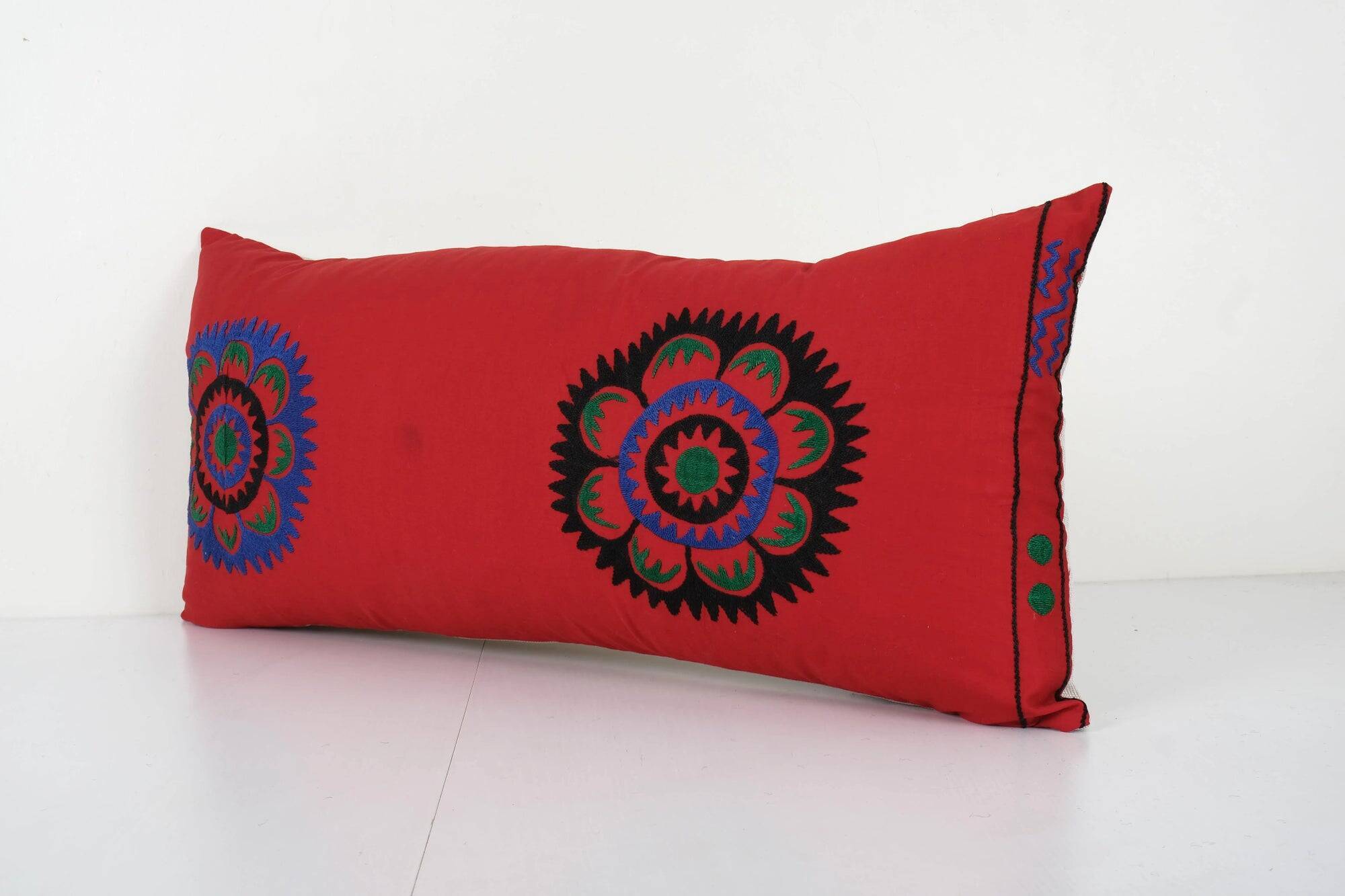Vintage embroidered cushion cover 36x76 cm