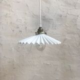 White pleated opaline hanging lamp
