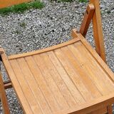 Set of 6 folding chairs in solid beech from the 70s