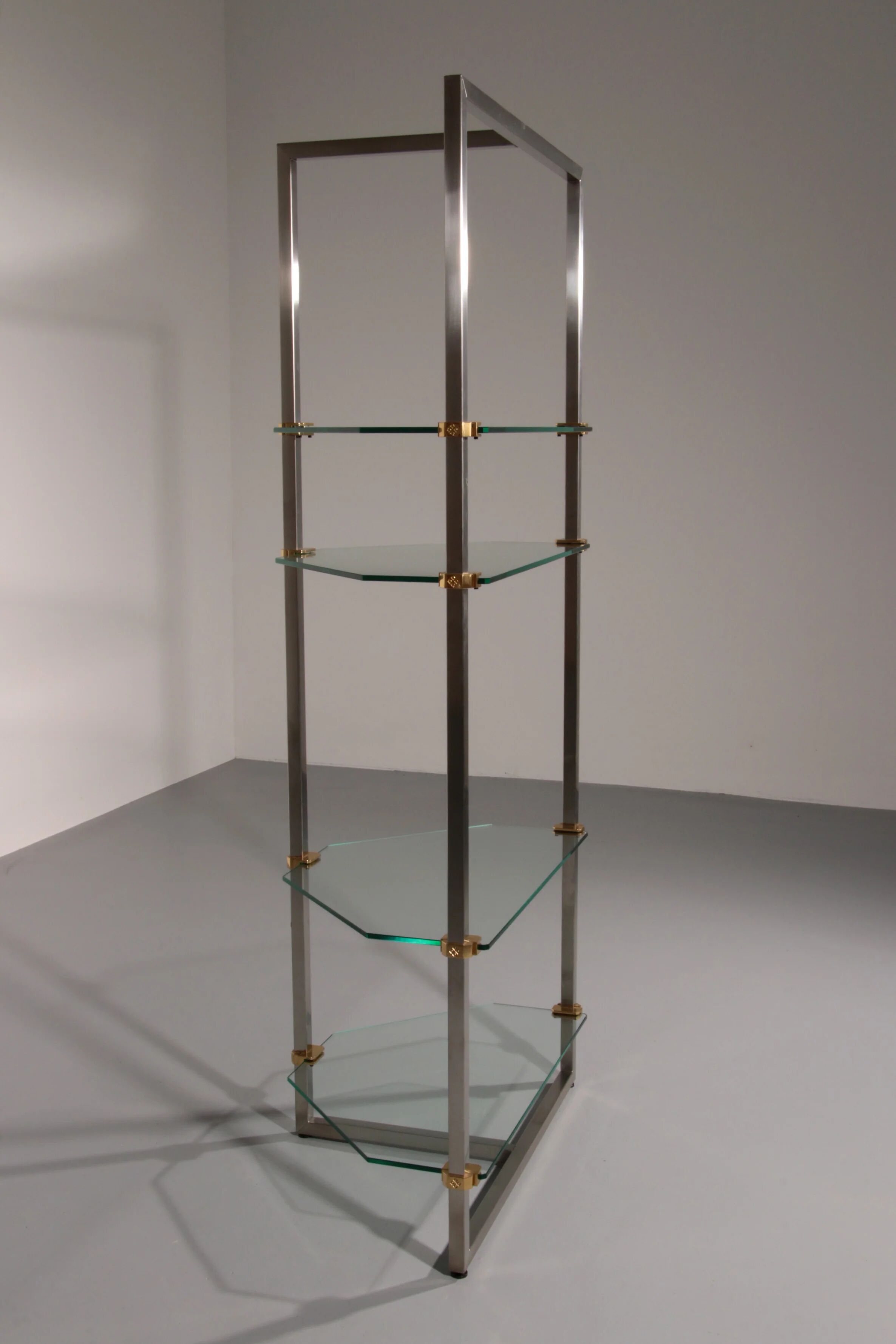 Peter Ghyczy 1970 corner cabinet – iconic stainless steel & aluminum model R16