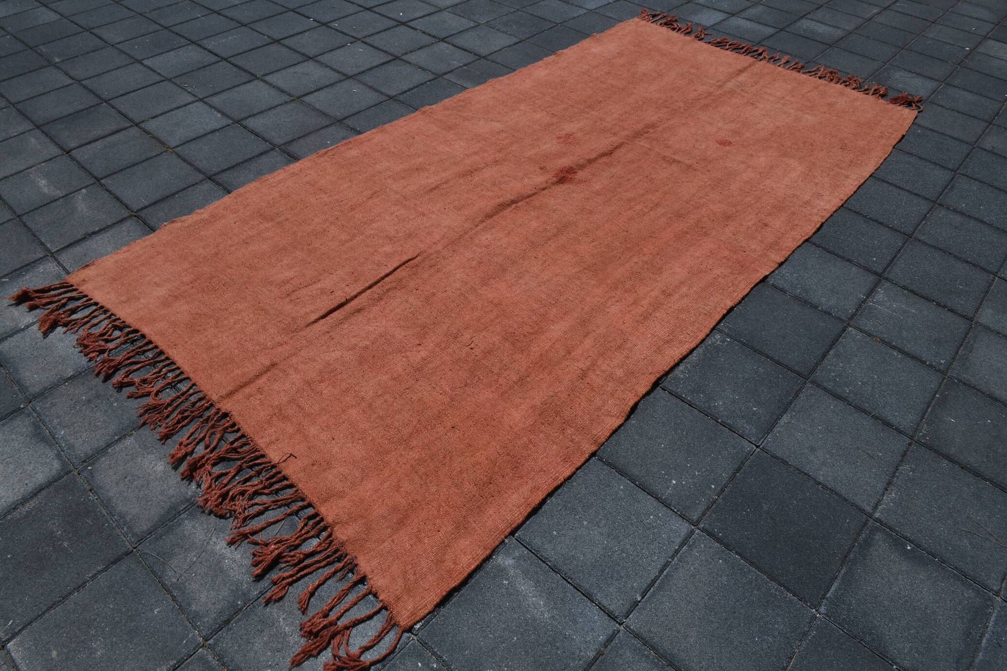 5x10 Burnt Orange Designer Vintage Oushak Kilim Rug, 164x305 Cm