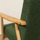 Fauteuil vintage Boucle verte bois naturel après rénovation