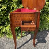 Small table or bedside table in the shape of a heart in marquetry. Style Louis XV