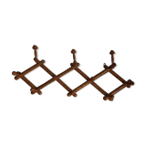 Vintage wooden coat rack imitation bamboo accordion 10 patères