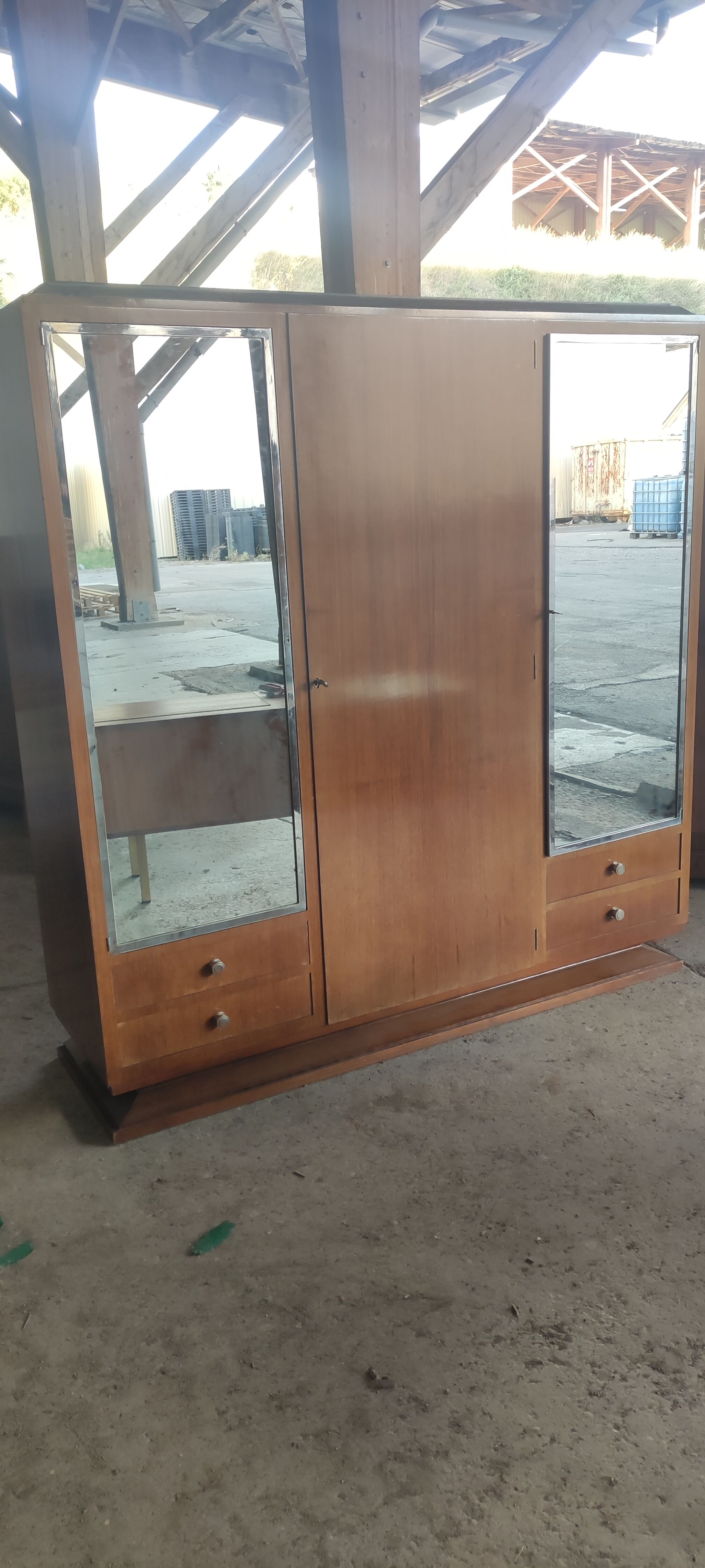 Art deco cabinet 3 doors 4 drawers in place of walnut