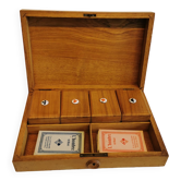Old L'hombre game in a beautiful wooden box. With decoration in Enamel