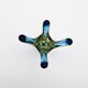 Murano Sommerso Blue Turquoise & Amber Vase Sculpture with 4 Branches 19.5cm