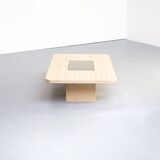 George Mathias Travertine Coffee Table for Maho with Artwork nr 12/50, 1970's