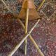 Tabourets tripodes mexicain vintage en bambou et cuir