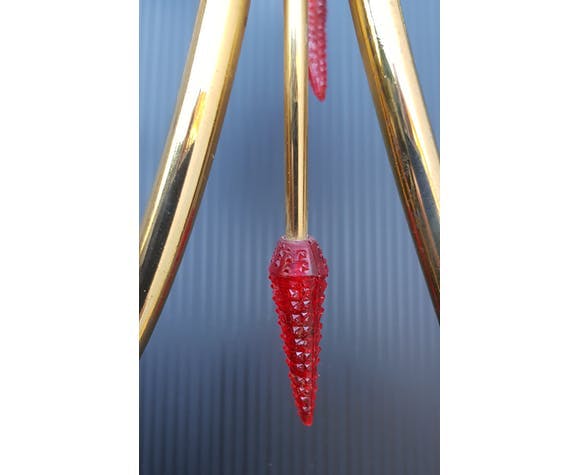 60's glass and brass wall light