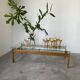 Table scandinave teck blond et verre 60