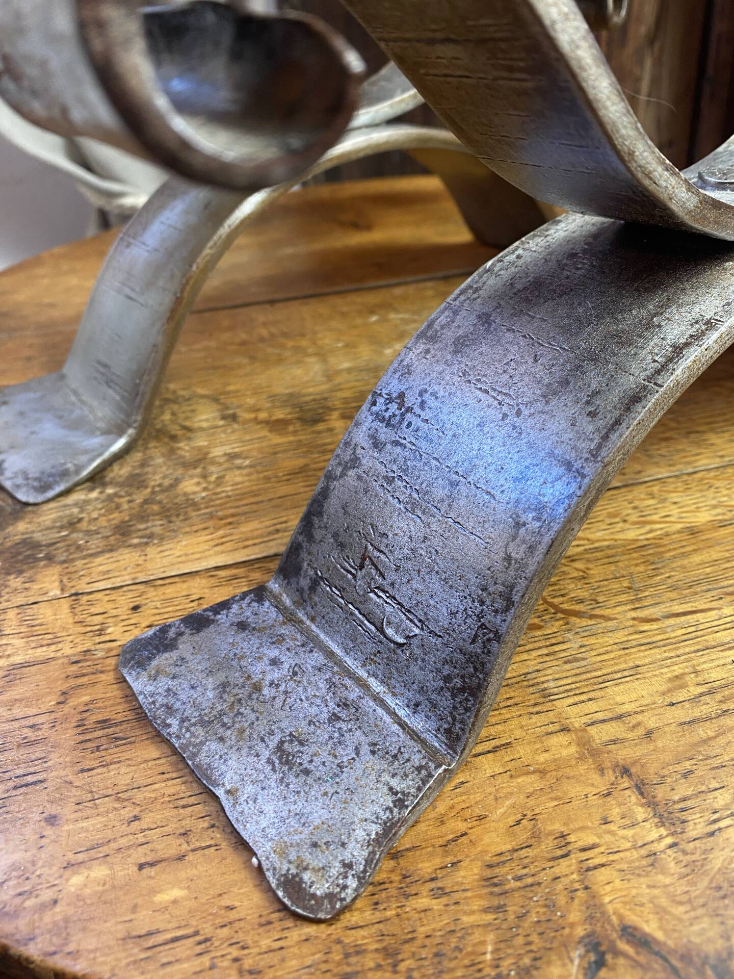 Brutalist wrought iron candlestick pair