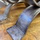 Brutalist wrought iron candlestick pair