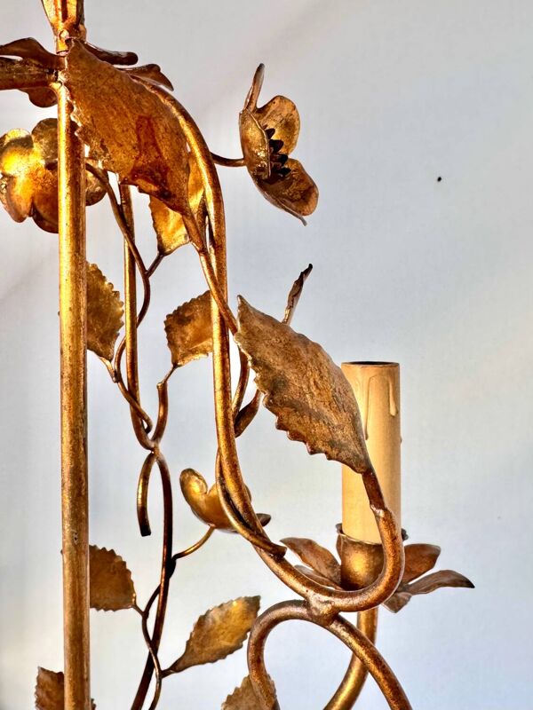 Ancien lustre en métal doré vers 1960