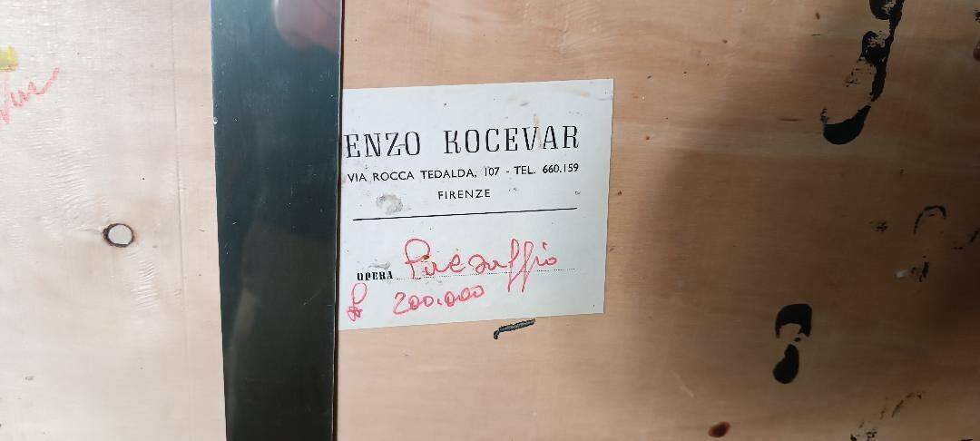 Abstract painting - gold leaf and enamel - Enzo Kocevar 1970s