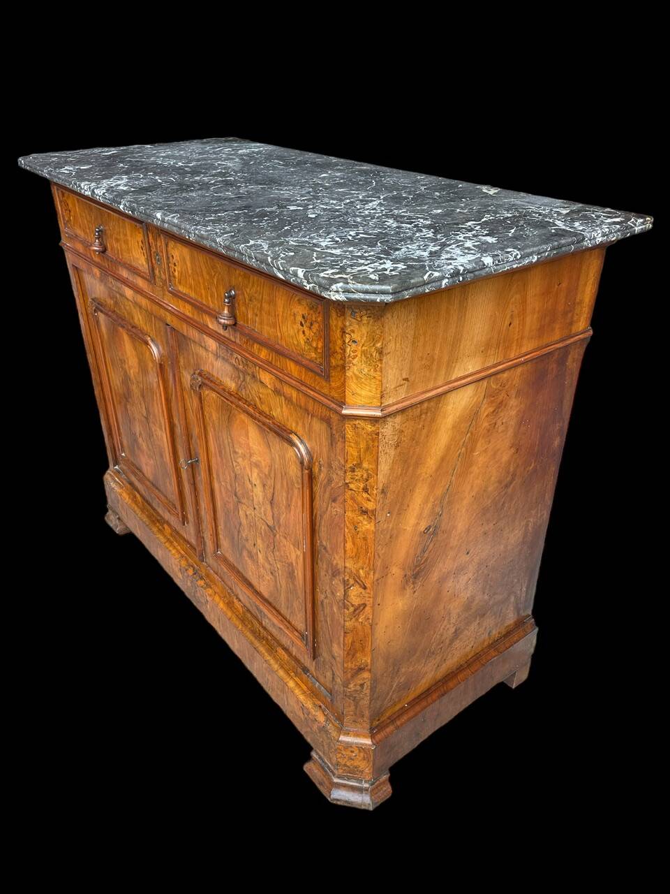 Louis Philippe period sideboard in walnut and marble top 1830's