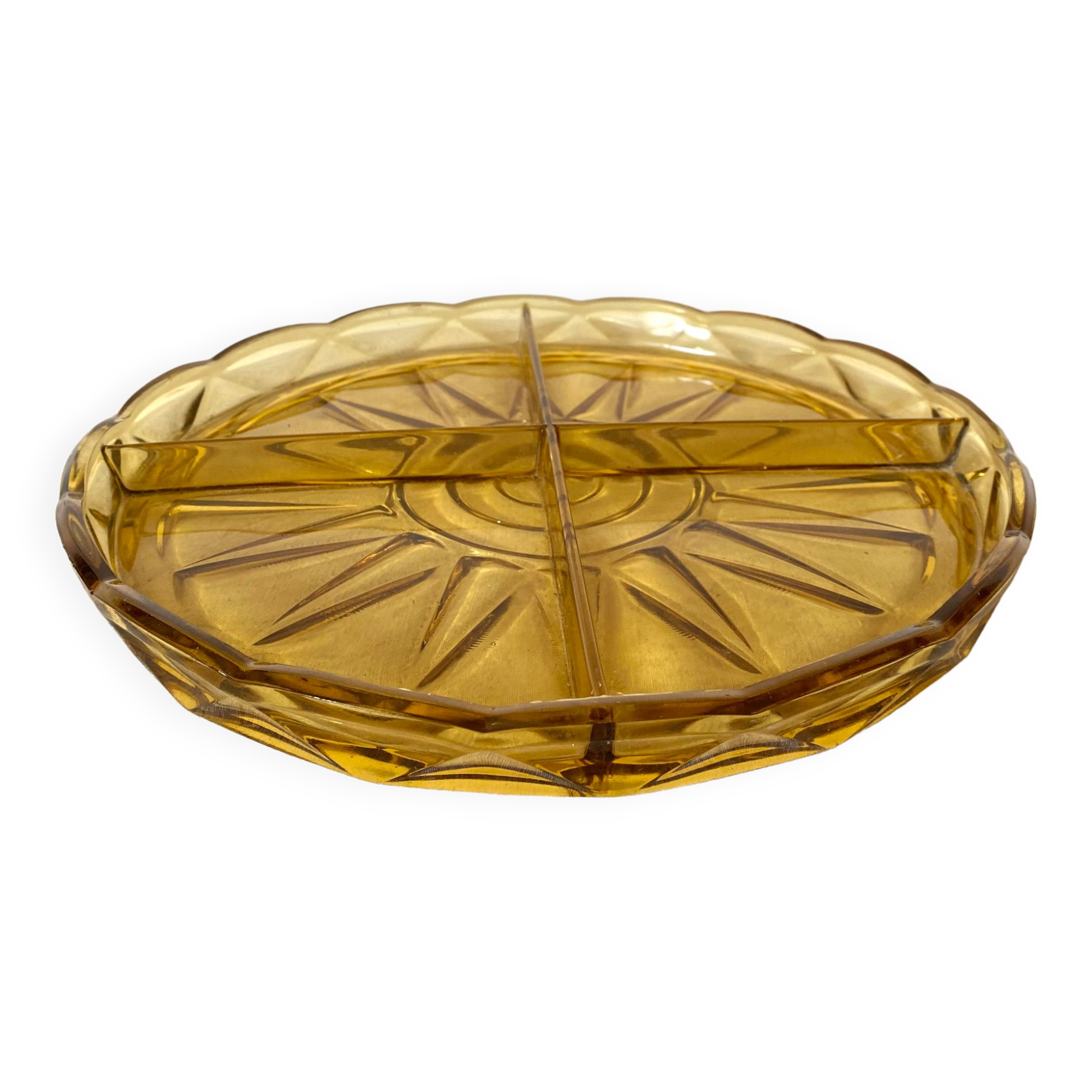 Aperoty servant dish in amber glass