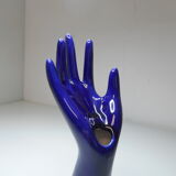 Vintage blue ceramic hand