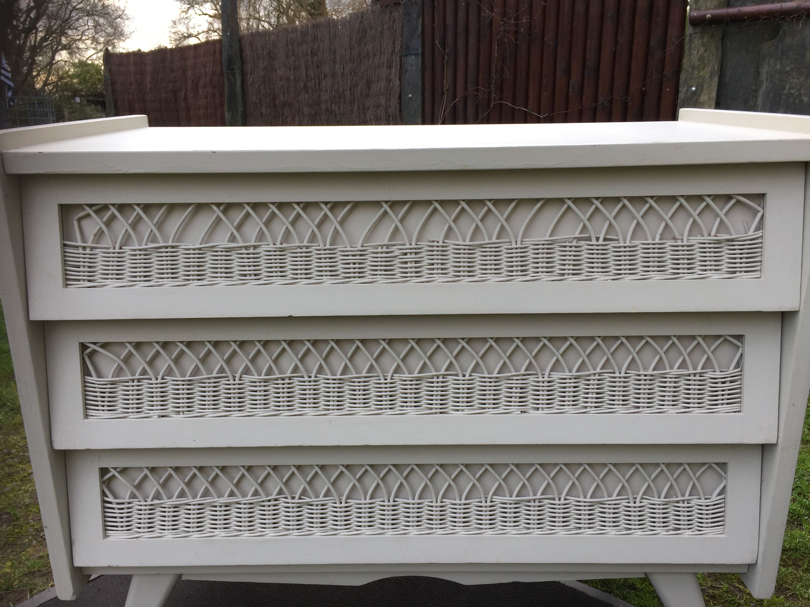 Vintage lacquered chest of drawers grey white