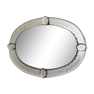 Miroir à poser aux motifs gravés et cabochons 31x23cm