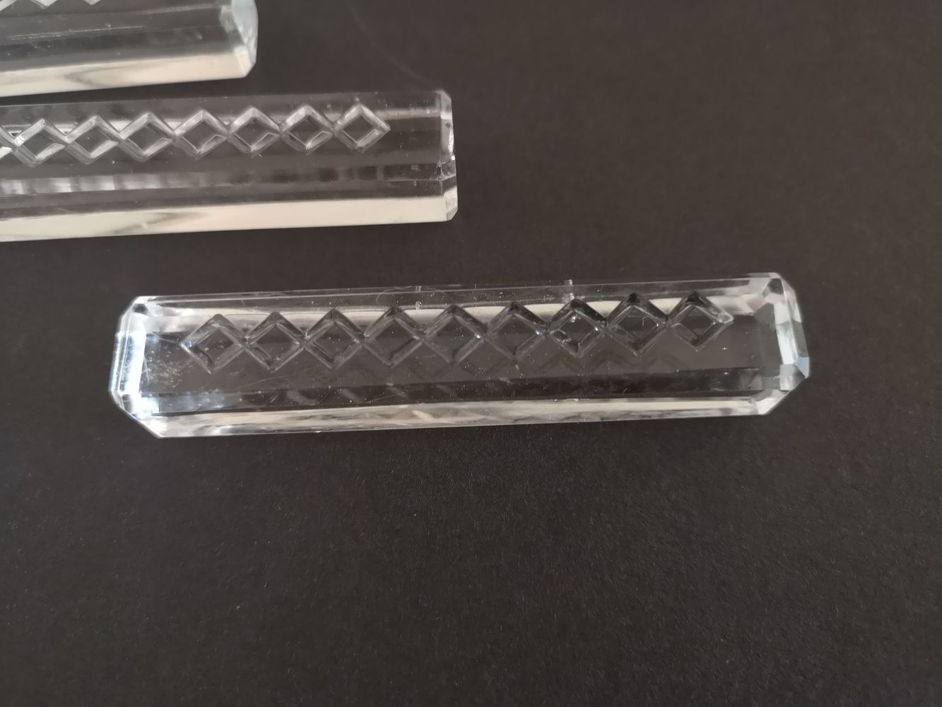 Set of 5 modernist knife rests in cut crystal - 1950s/1960s