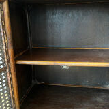 Vintage rattan and caning shelf bookcase