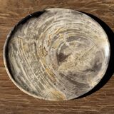 Petrified wood catchall or dish, grey with black rim, D29.5x25.5 -3321
