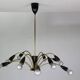 Italian Black and brass 12 arm Spider Chandelier  1950s