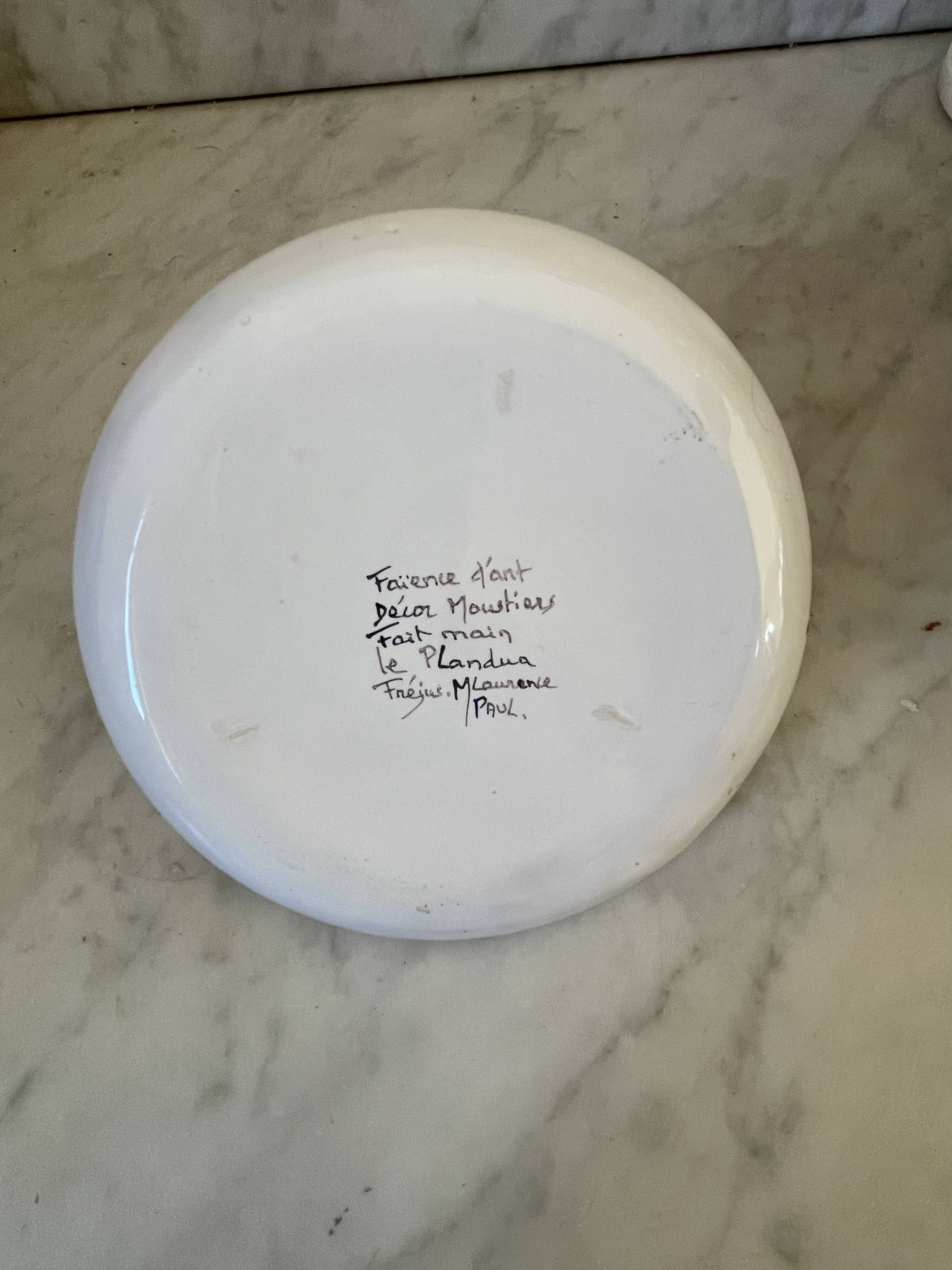 Ceramic hand candle holder with Moustiers decor