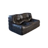 Ensemble de Salon Kashima Vintage en Cuir Noir par Michel Ducaroy pour Ligne Roset, 1976, Set de 3