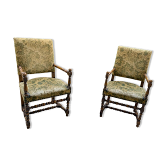 Véritable paire de fauteuils Louis Viii