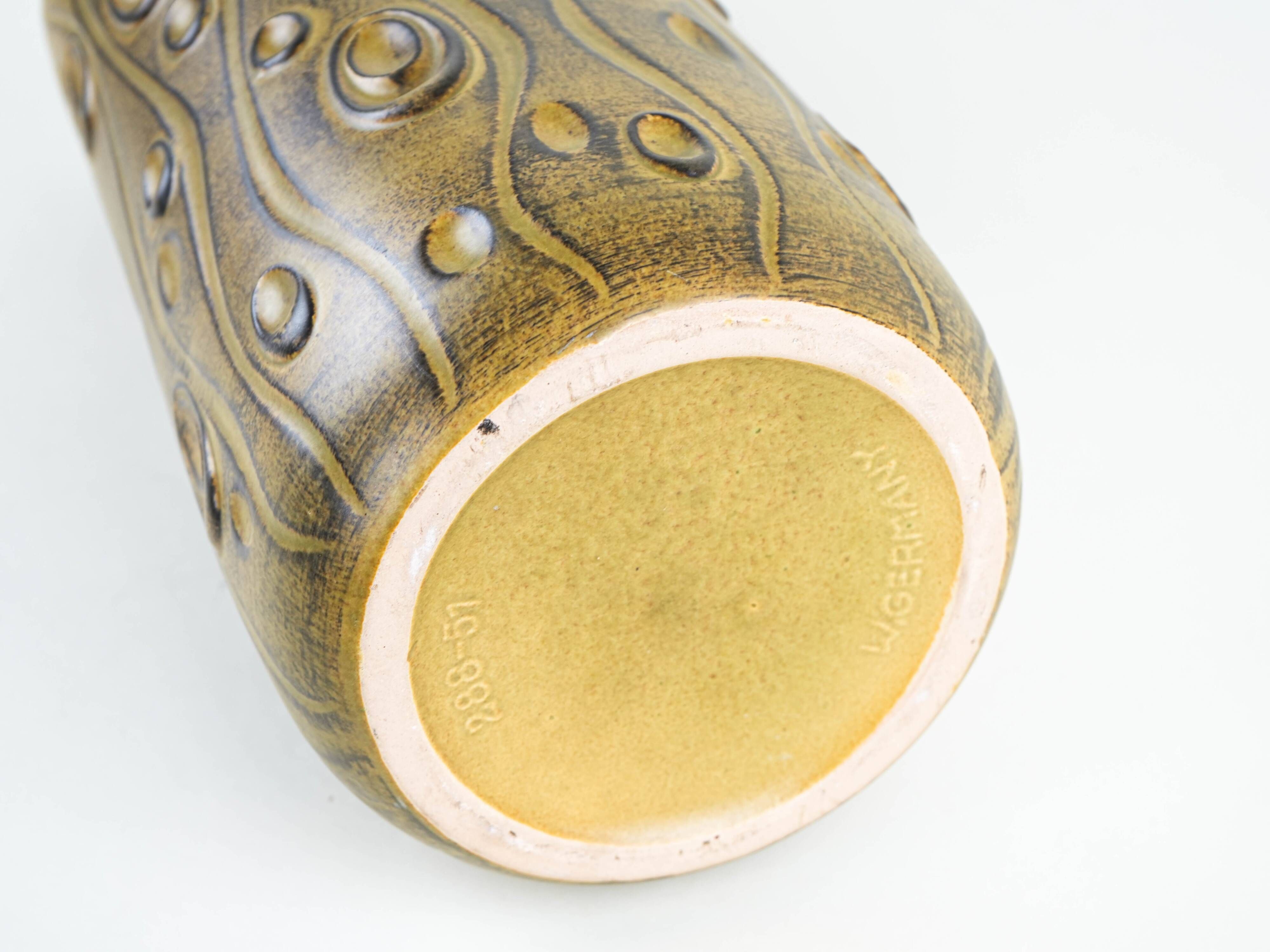 West German Fat Lava ceramic vase, glazed relief surface, 1970s