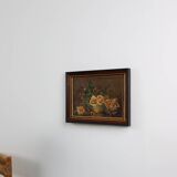 Vintage still life painting of a vase with flowers, France ca. 1940