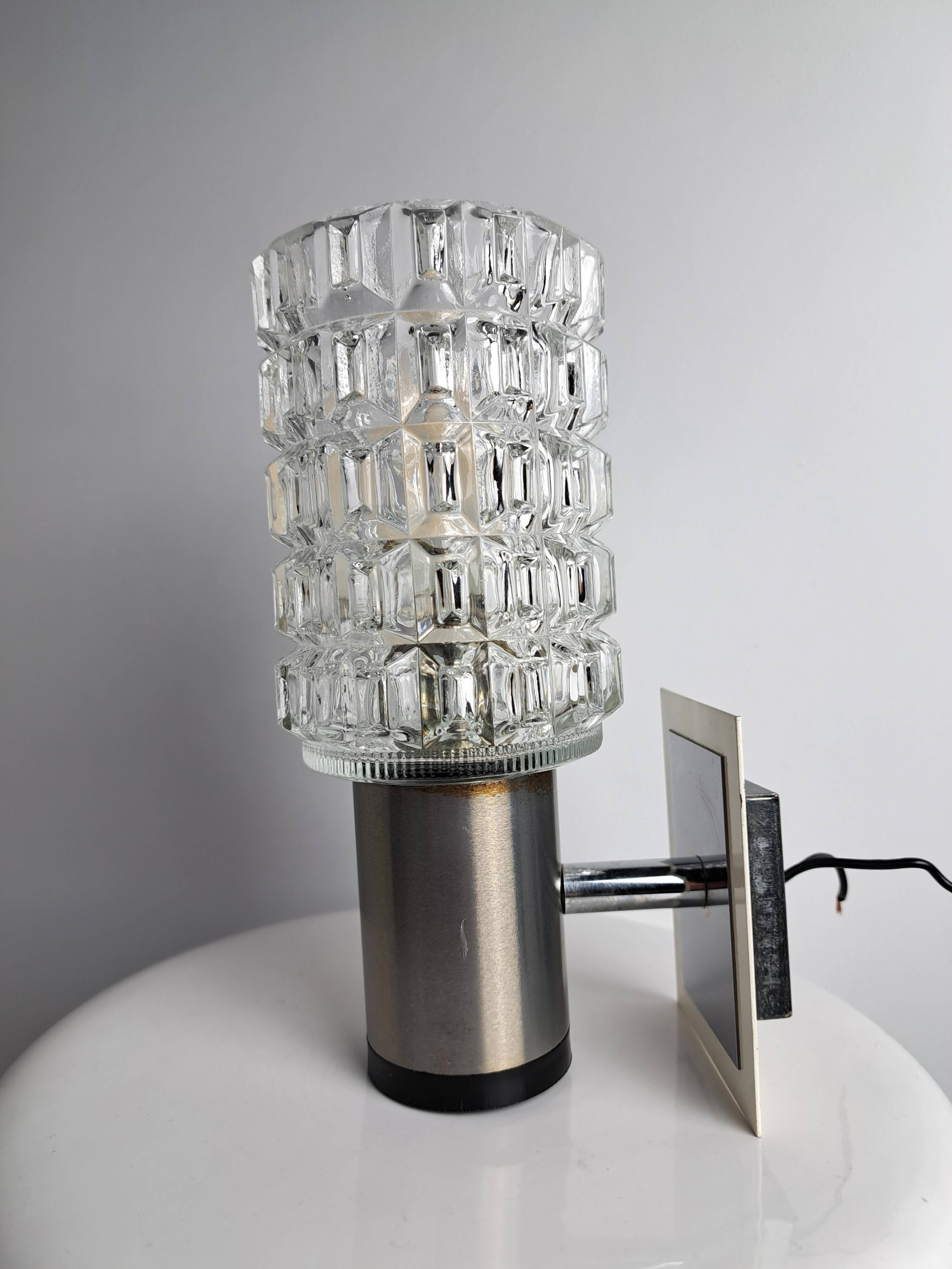 Pair of 70s glass wall lamps by Targetti Sankey