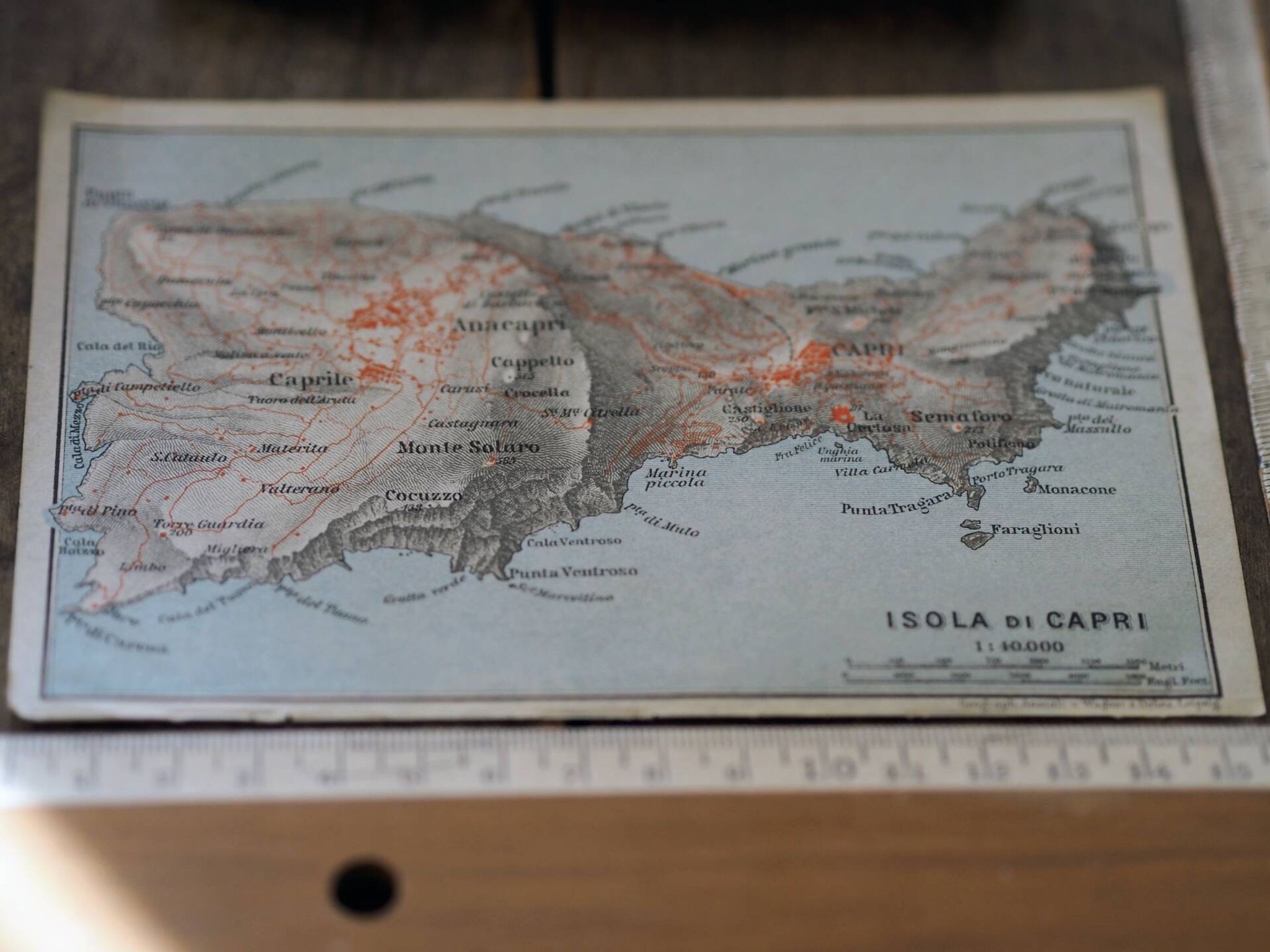 Carte ancienne de l’île de Capri – Italie – 1909 | Décoration murale v