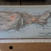 Carte ancienne de l’île de Capri – Italie – 1909 | Décoration murale v