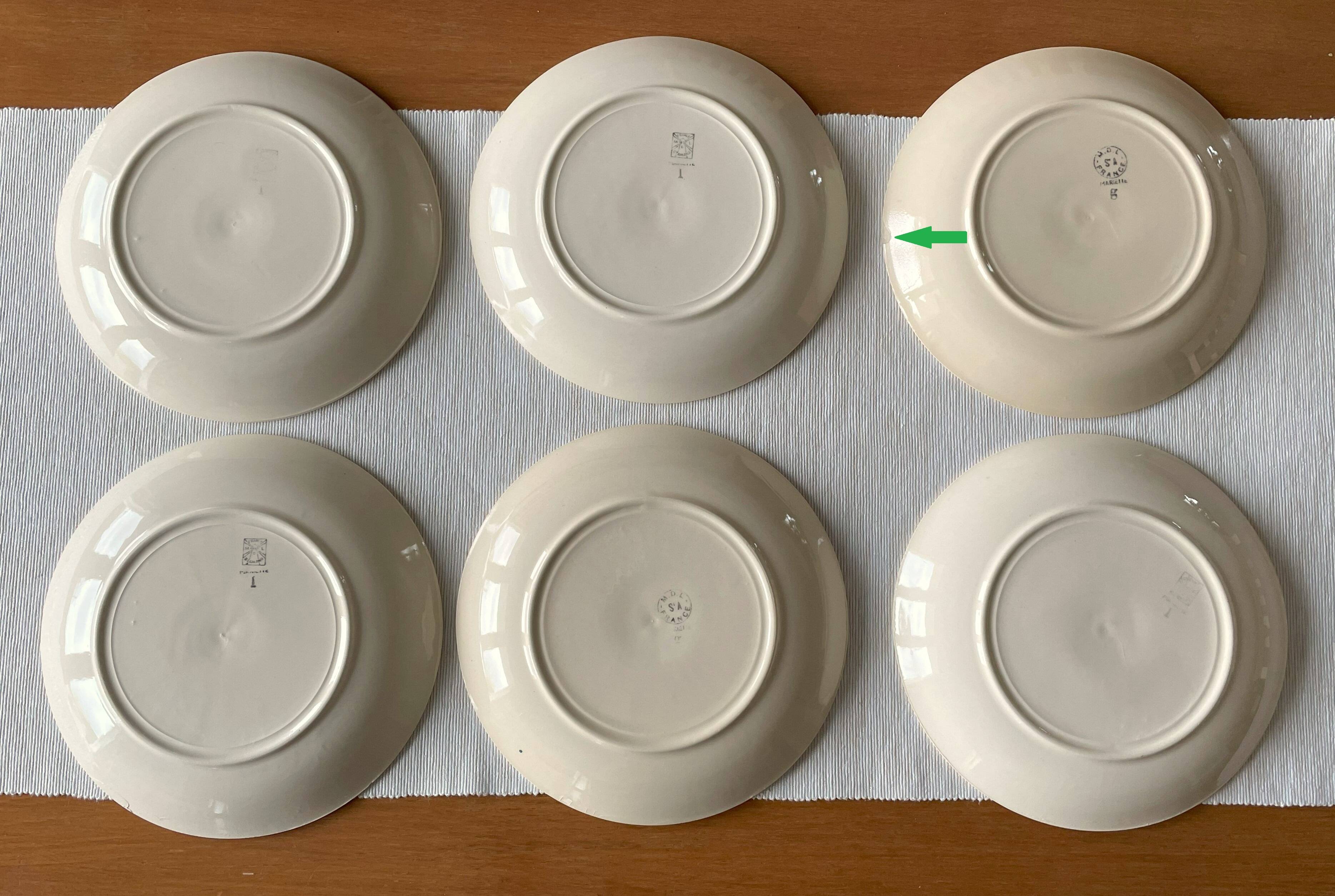 6 old earthenware dessert plates from Saint-Amand (North)