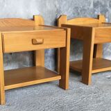 Pair of bedside tables NF Prestige solid elm furnishing - 1970