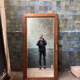 1950s mirror door in solid oak