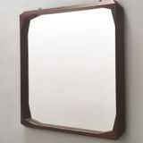Square Wall Mirror by Dino Cavalli with Ebonized Walnut Frame, Italy