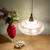 Vintage pink clichy glass lampshade pendant light