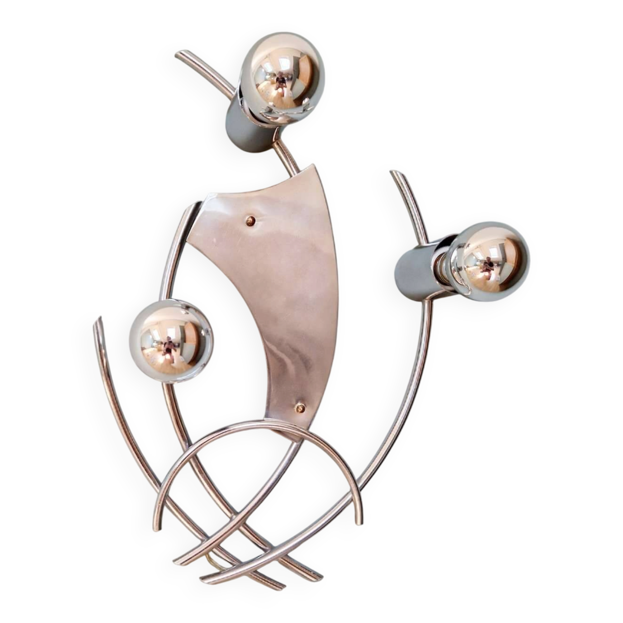 Large chrome metal wall lamp, 1970s