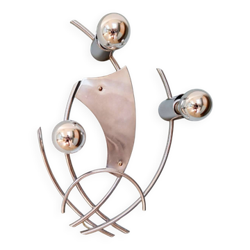 Large chrome metal wall lamp, 1970s