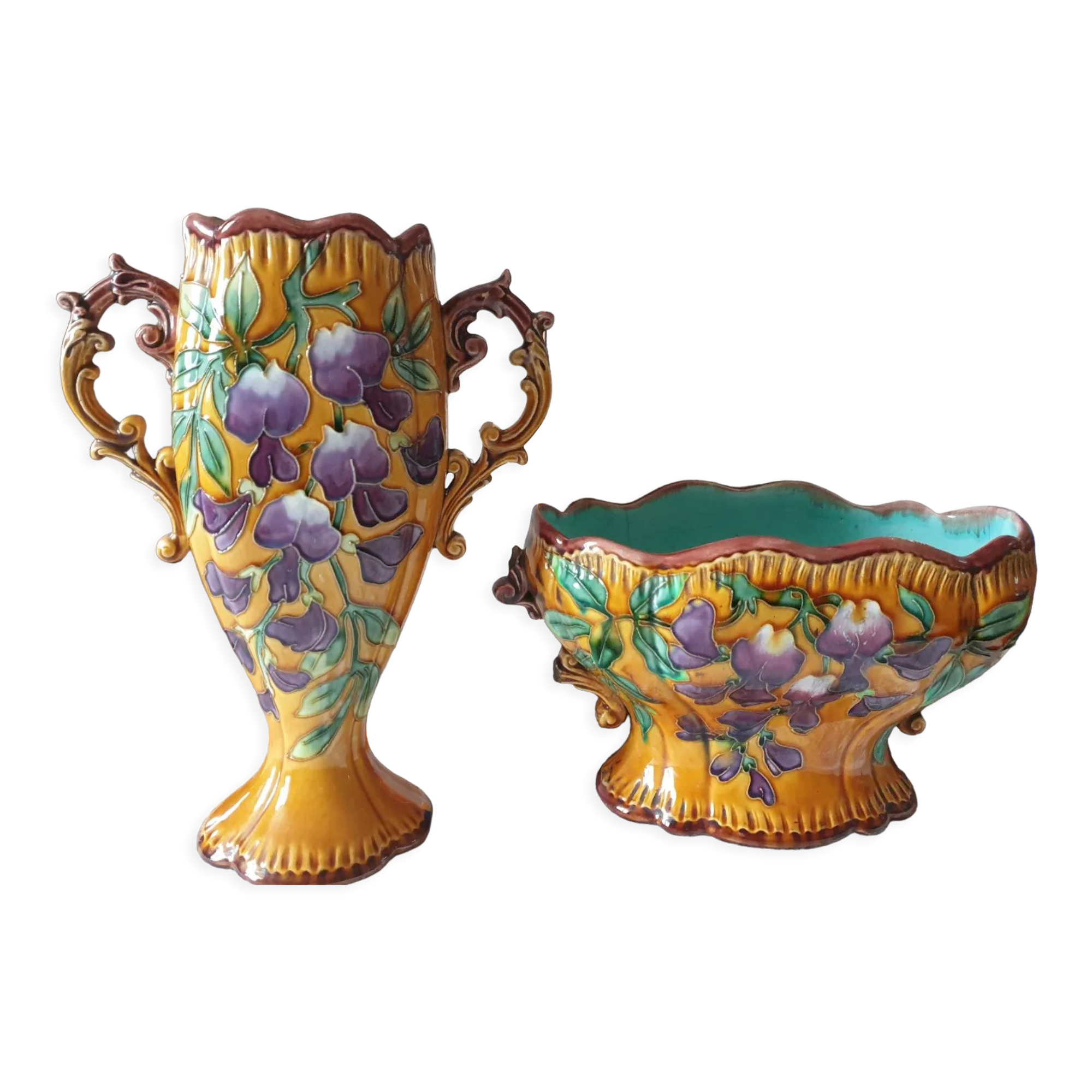 Set vase and planter longchamp iron earth