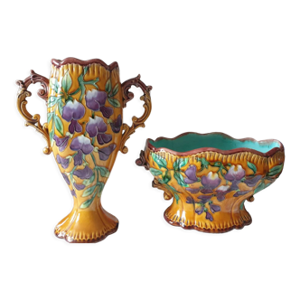 Set vase and planter longchamp iron earth